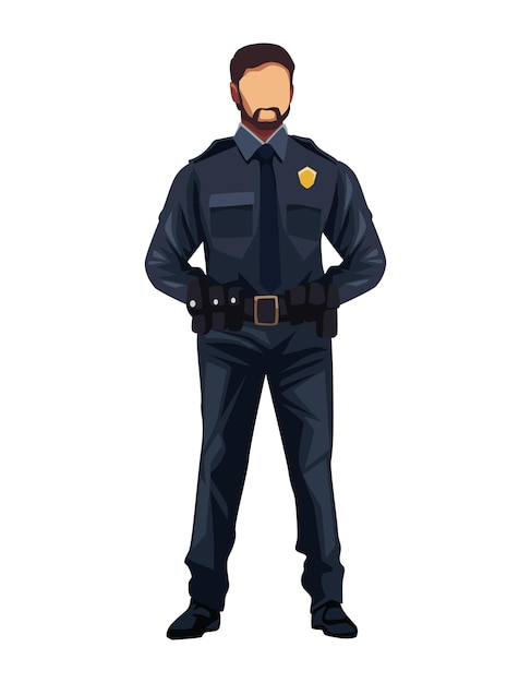 Gratis vector politie staande professionele illustratie geïsoleerd