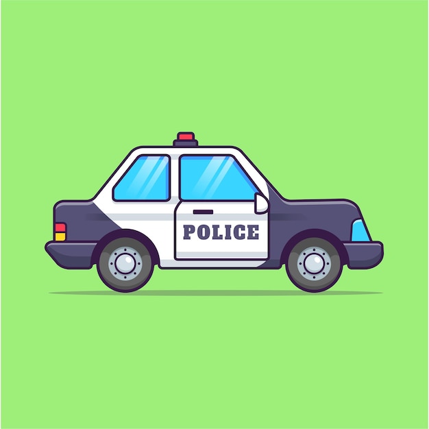 Gratis vector politiewagen cartoon vector icon illustratie beroep transport icon concept geïsoleerde flat