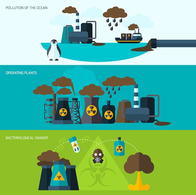 Gratis vector pollution banner set