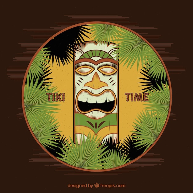 Gratis vector polynesisch masker met embleemstijl