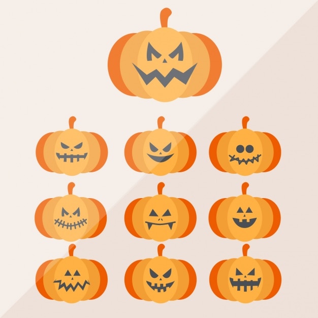 Gratis vector pompoenen collectie halloween