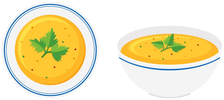Gratis Vector pompoensoep in een kom.