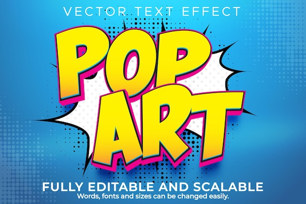 Gratis vector pop-art teksteffect bewerkbare retro en vintage tekststijl