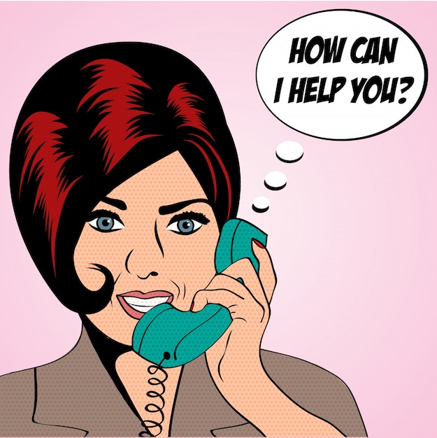 Gratis vector pop art vrouw chatten op de telefoon