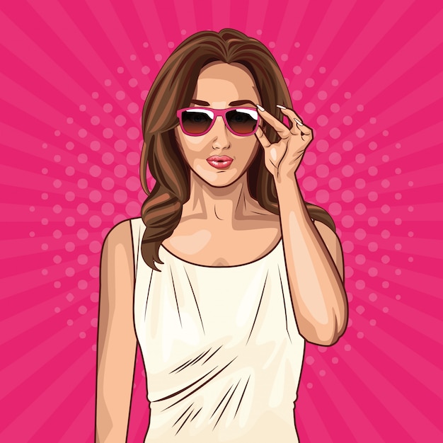 Gratis vector pop-artmode en mooie vrouwencartoon