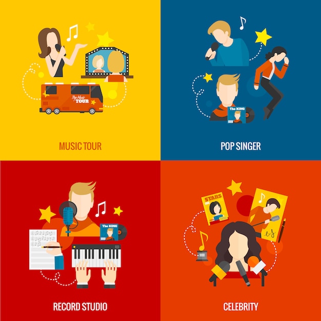 Gratis vector pop singer flat set