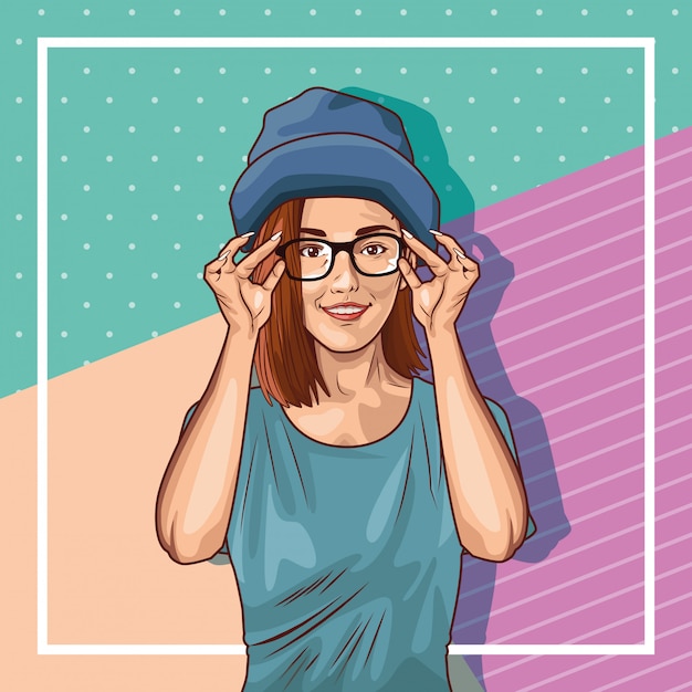 Gratis vector popart jonge vrouw cartoon