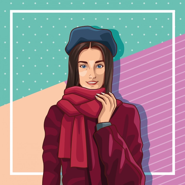 Gratis vector popart jonge vrouw cartoon