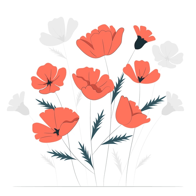 Gratis vector poppy bloem concept illustratie