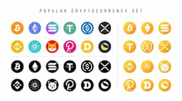 Gratis vector populaire cryptocurrency-logo's set