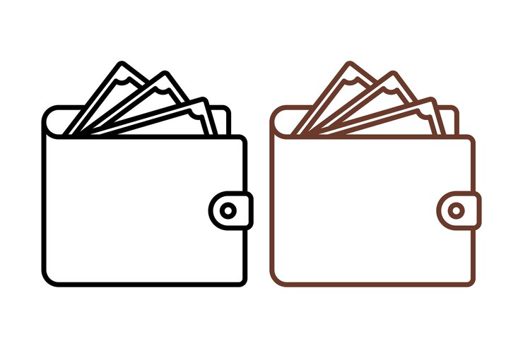 Gratis Vector portemonnee schets zwart en bruin