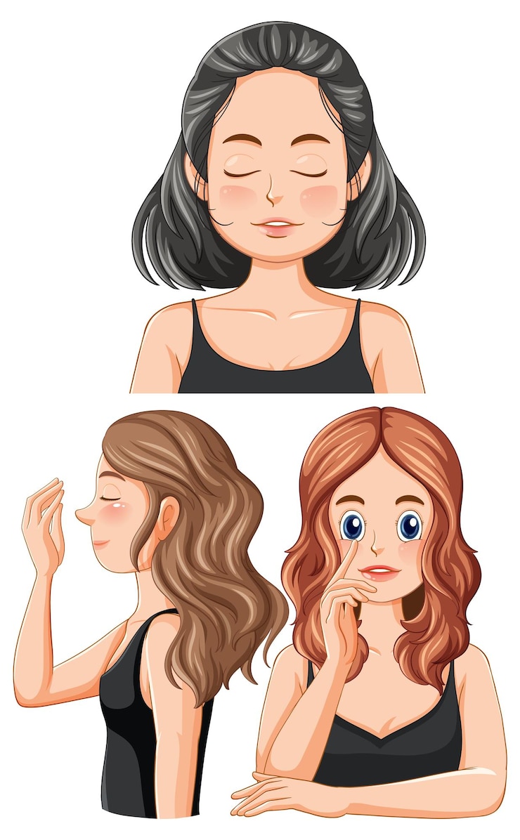 Gratis Vector portret schoonheid vrouwen op witte achtergrond