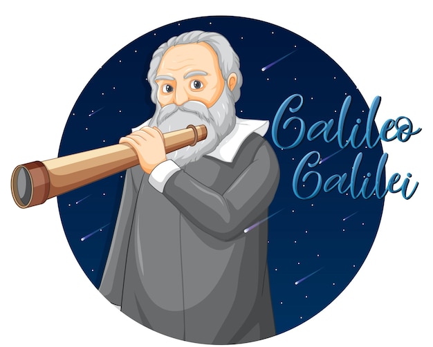 Gratis vector portret van galileo galilei in cartoonstijl