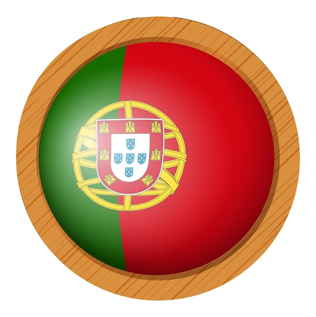 Gratis vector portugese vlag op rond houten frame