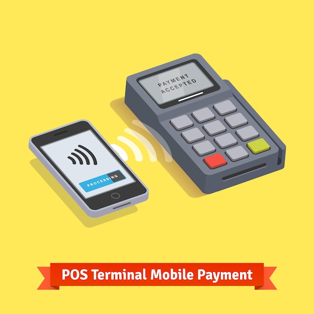 Gratis vector pos terminal draadloze mobilepayment transactie