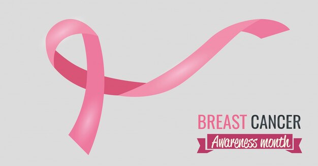 Poster borst kanker bewustzijn maand met lint