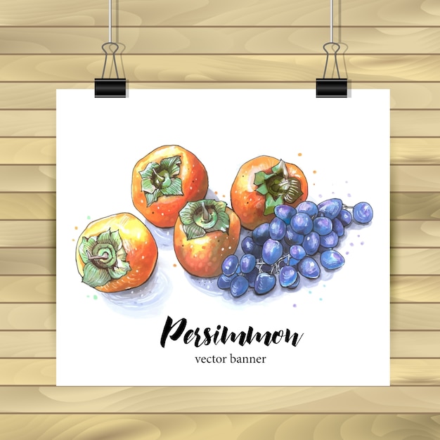 Gratis vector poster decoratie van interieur van persimmons