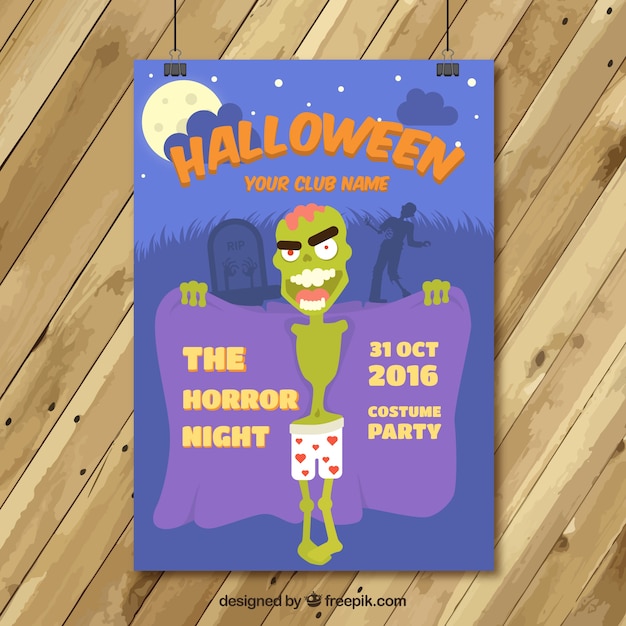 Gratis vector poster halloween van naakt zombie