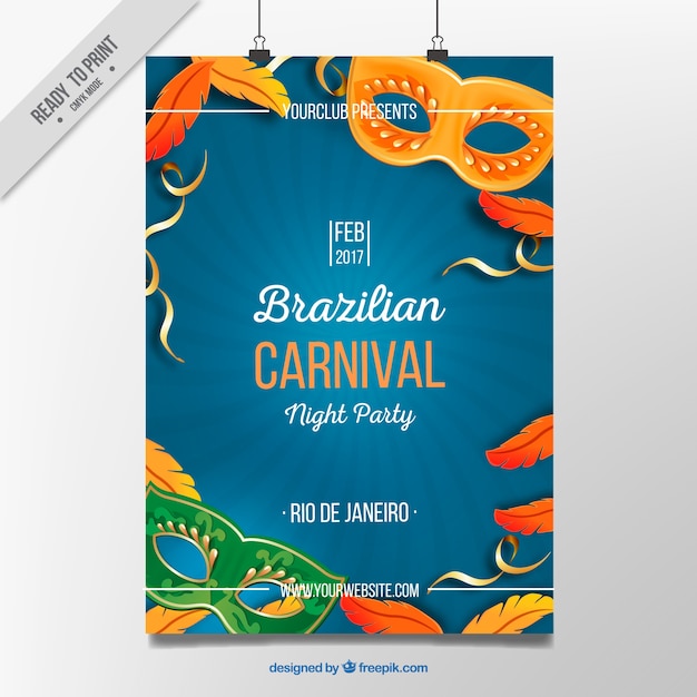 Poster met typische elementen van brazilië carnaval