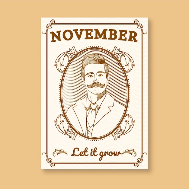 Gratis vector poster movember met een siertuin frame