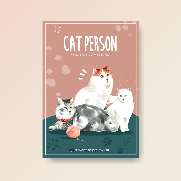 Gratis vector poster sjabloon met schattige kat