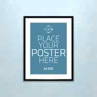 Gratis vector poster sjabloon van een blanco papier blad in frame