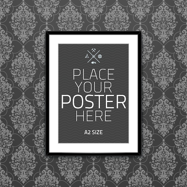 Poster sjabloon van een blanco papier blad in frame