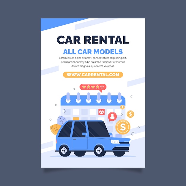 Gratis vector poster sjabloon voor autoverhuurservice