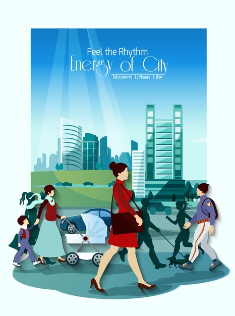 Poster van stadsmensen
