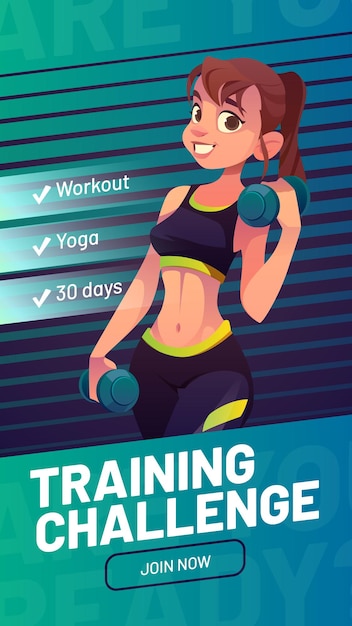 Gratis vector poster van trainingsuitdaging met training, yoga