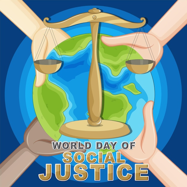 Gratis vector poster voor de werelddag van de sociale gerechtigheid
