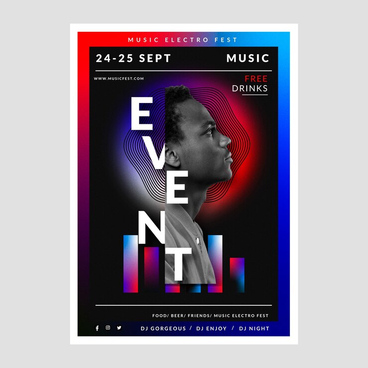 Gratis Vector posterontwerp met gradiëntgebeurtenis