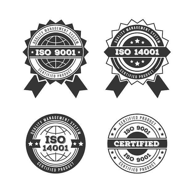 Gratis vector postzegelverzameling met iso-certificering