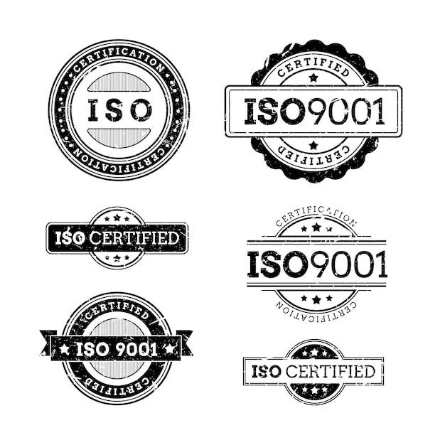 Gratis vector postzegelverzameling met iso-certificering