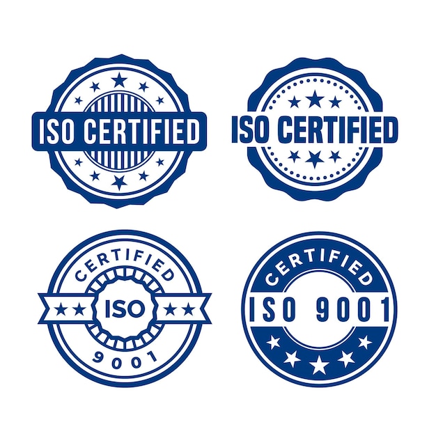 Gratis vector postzegelverzameling met iso-certificering