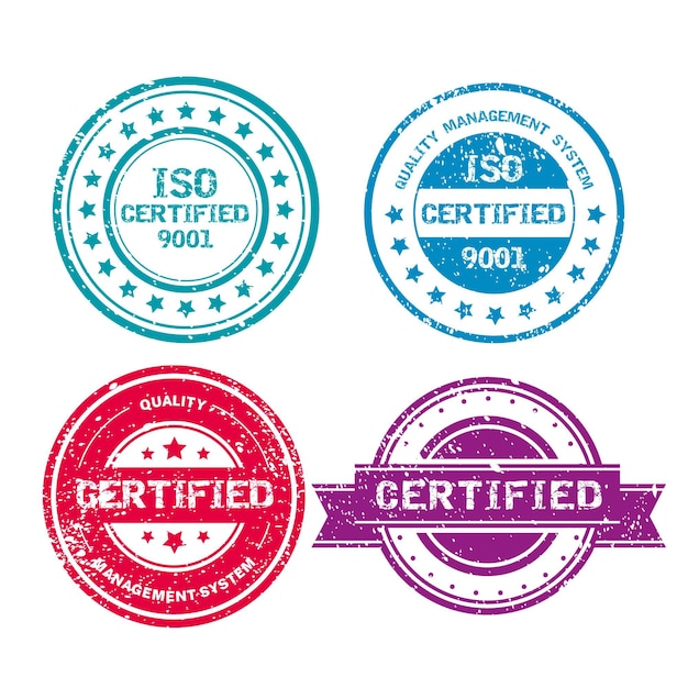 Gratis vector postzegelverzameling met iso-certificering