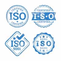 Gratis vector postzegelverzameling met iso-certificering