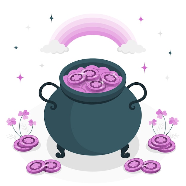 Gratis vector pot met goud concept illustratie