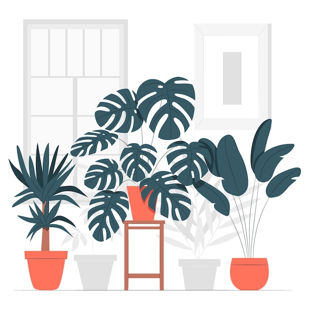 Gratis vector potplanten concept illustratie