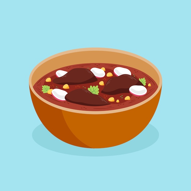 Gratis vector pozole-illustratie in handgetekende stijl