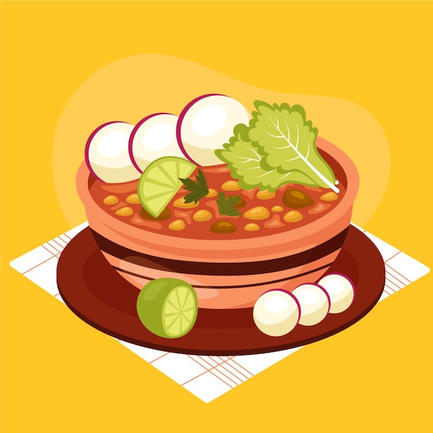 Gratis vector pozole-illustratie in handgetekende stijl