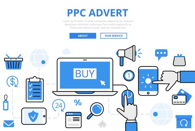 PPC ADVERT-banner in vlakke stijl