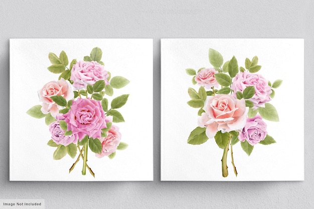 Gratis vector prachtig aquarel boeket rozen