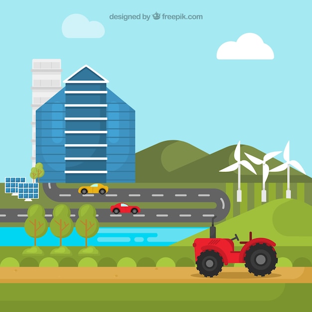 Gratis vector prachtig ecosysteemconcept met een plat ontwerp