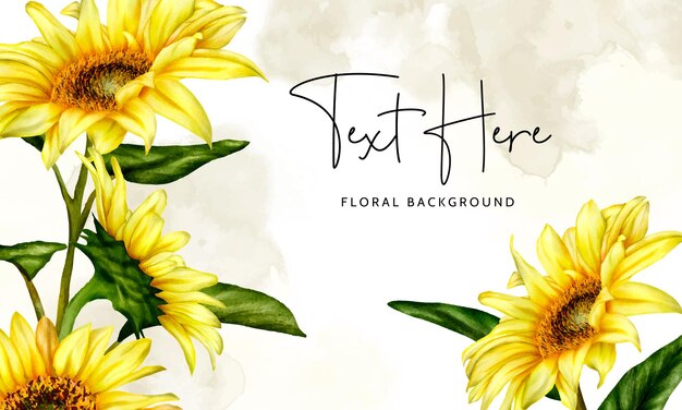 prachtige aquarel bloeiende zonnebloem bloemen achtergrond sjabloon