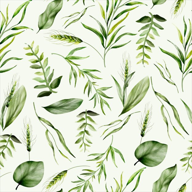 Prachtige aquarel groen gras laat naadloos patroon