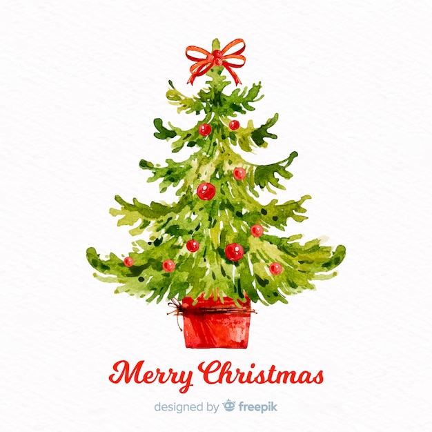 Gratis vector prachtige aquarel kerstboom