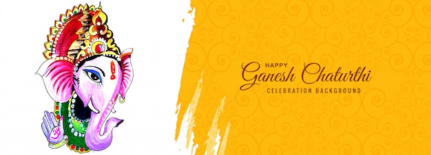 Gratis vector prachtige aquarel loard ganesh voor ganesh chaturthi banner achtergrond