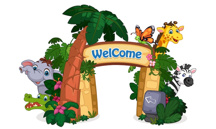 Gratis Vector prachtige dierentuin ingang illustratie