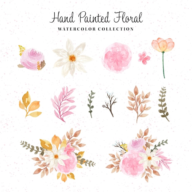 Prachtige handgeschilderde bloemen aquarel collectie